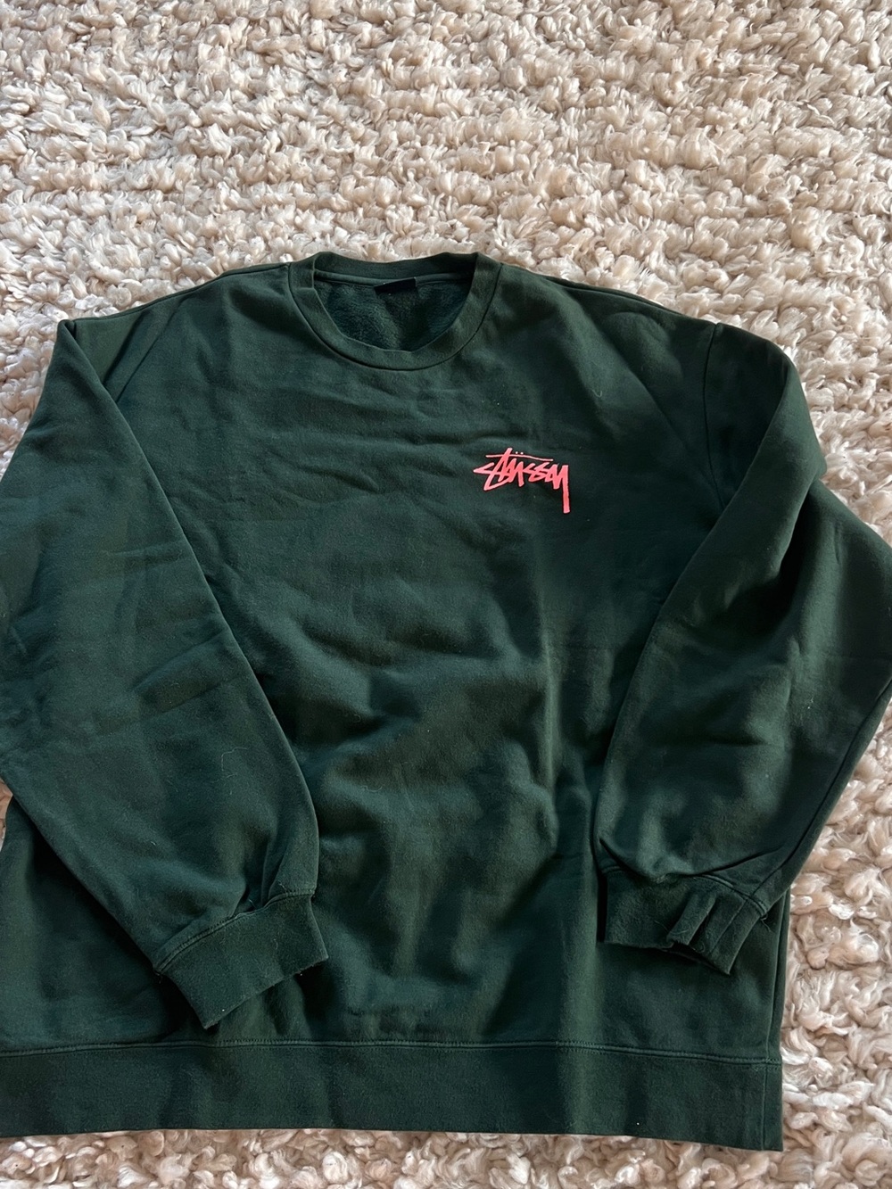 Stussy World Tour Forest Green Crewneck Sweatshirt Size L